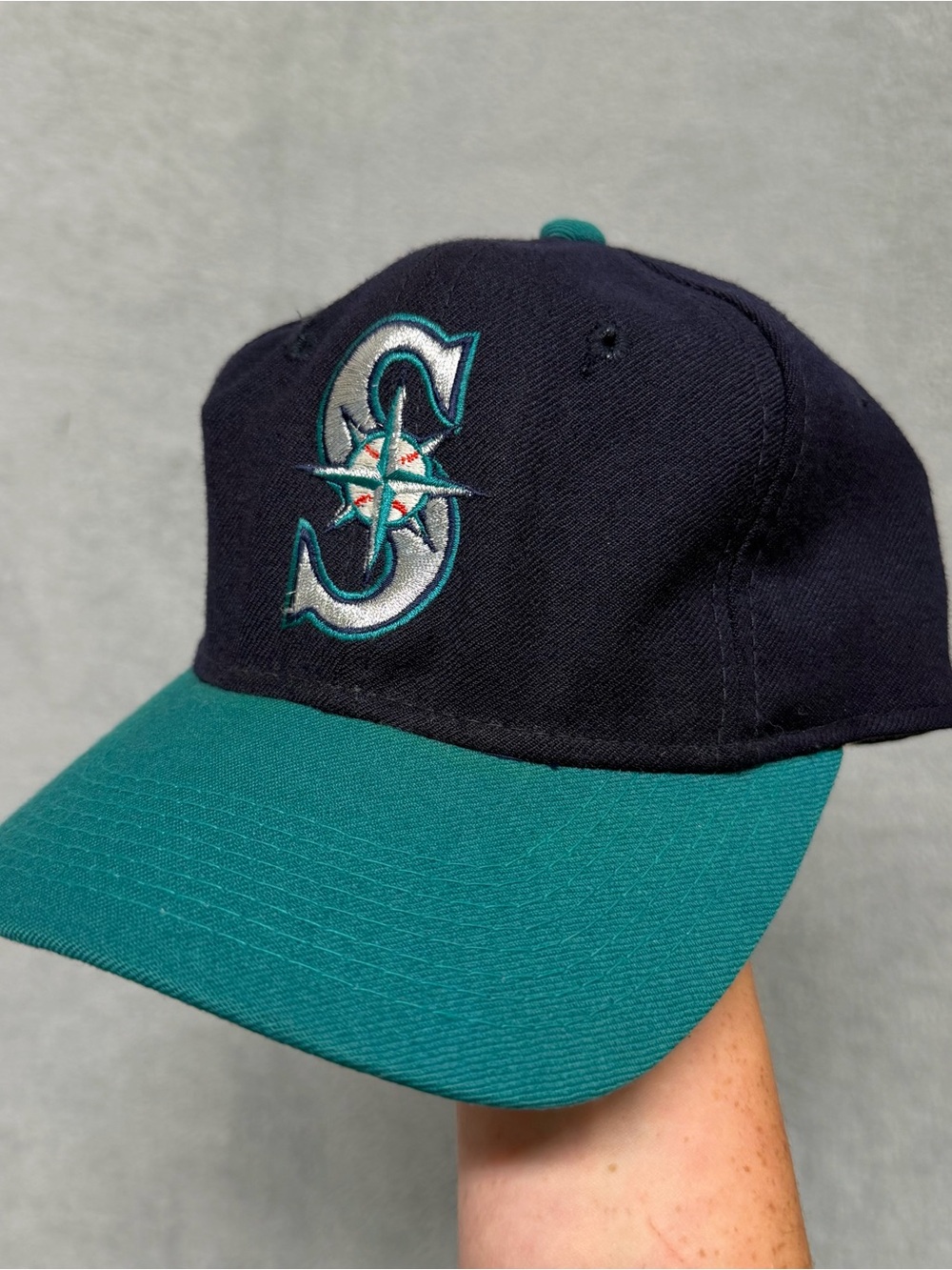VTG 90s Seattle Mariners Sports Specialties Plain Logo Hat Wool Blend 6 7/8